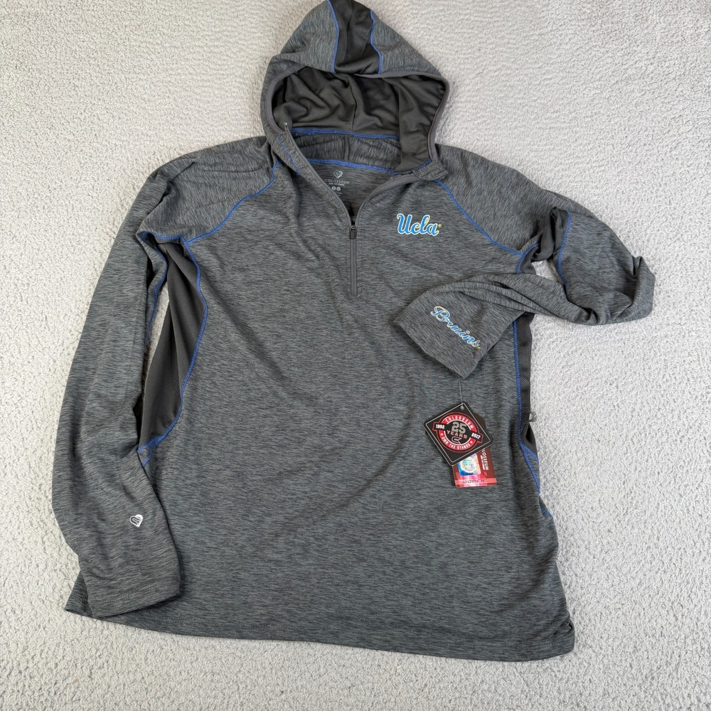 UCLA Bruins Hoodie Womens XL Gray Blue 1/4 Zip Knit Mesh NCAA California NEW